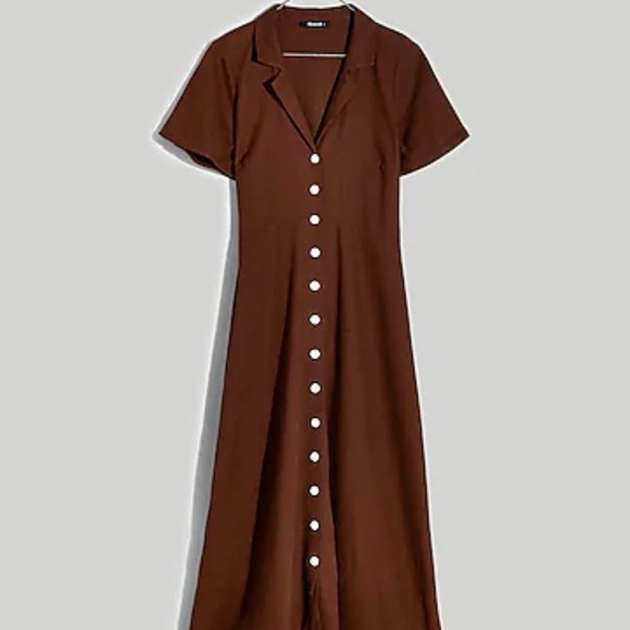 Madewell Dresses & Skirts - Madewell Kacie Midi Shirt Dress Coffee 6 2023 Linen